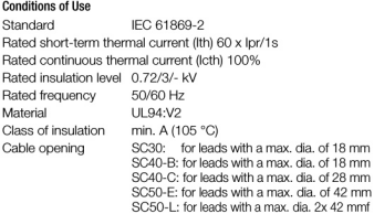 分裂鐵芯電流互感器 SC40-B 、SC50-E產(chǎn)品系列參數(shù)